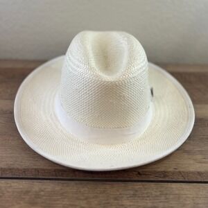 Bruno Capelo Empire Collection Fedora Hat Cream with Yellow interior Medium